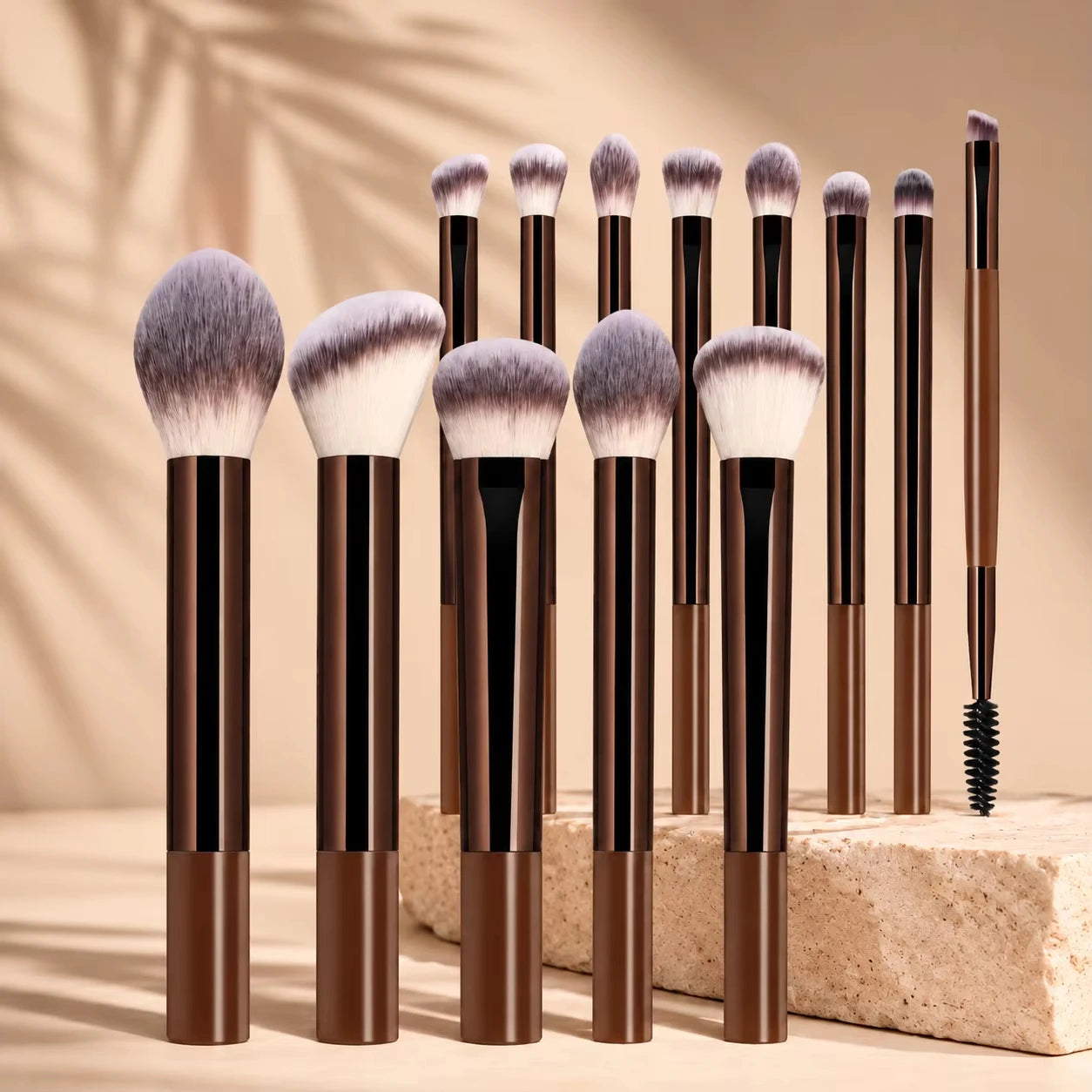 Professional Dual-Ended Makeup Brush Set with Foundation, Contour, Blush, Powder, Eyeshadow and Concealer Brushes, Soft Syntheti