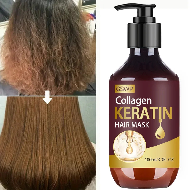 GSWP Collagen Keratin Hair Mask,for dry and damaged hair. moisturizes, controls frizz, leaves hair smooth and shiny. gift.100ml Halalzen
