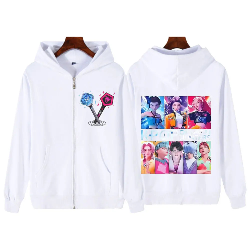 Kpop Demon Hunters Saja Boys Anime Graphic Zipper Hoodies Unisex Fashion Sweatshirt Long-sleeved Aesthetic Fan Gifts Jacket Coat