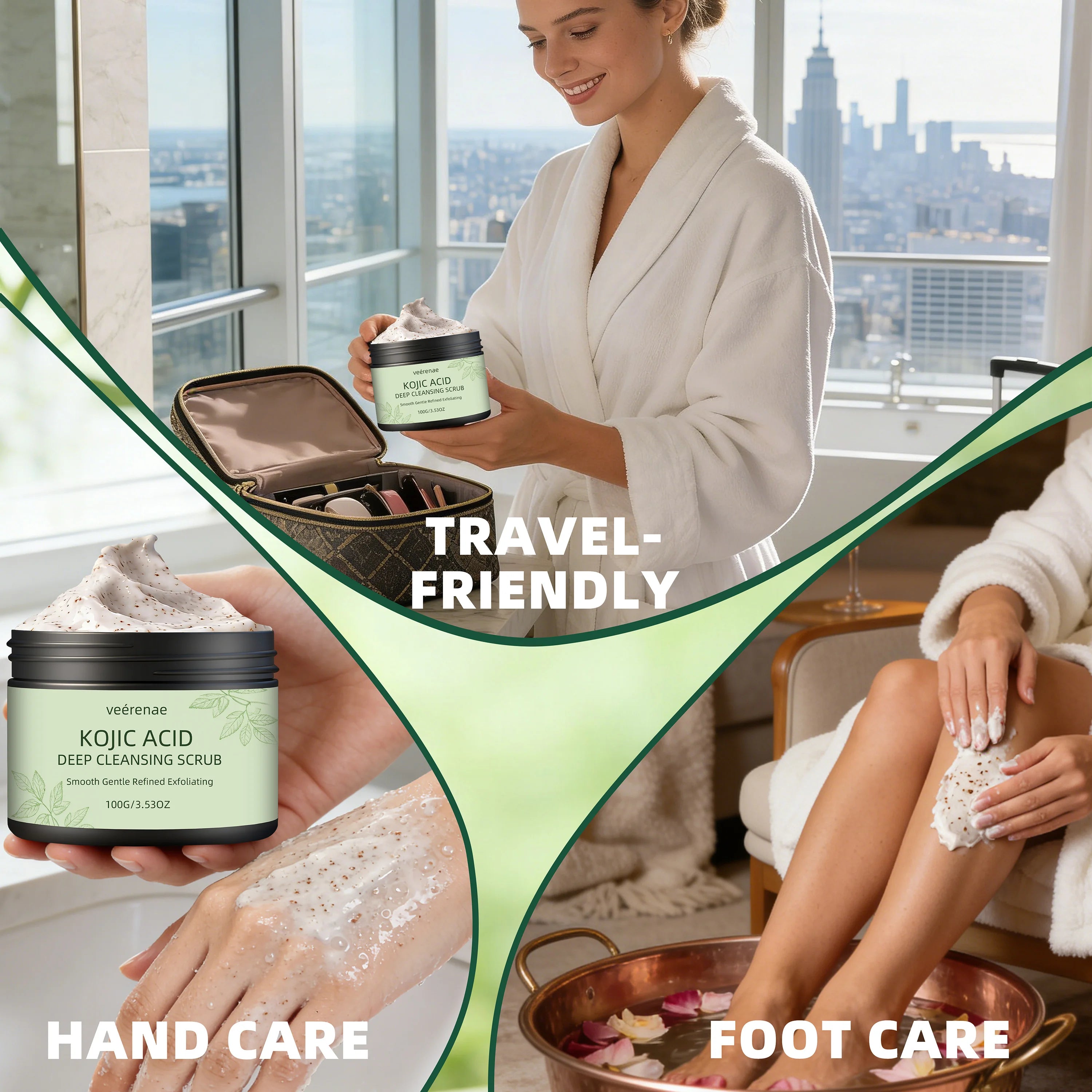 Veerenae KOJIC ACID DEEP CLEANSING SCRUB – Gentle Face & Body Exfoliator for Women & Men | Daily Use for Smooth, Radiant Skin