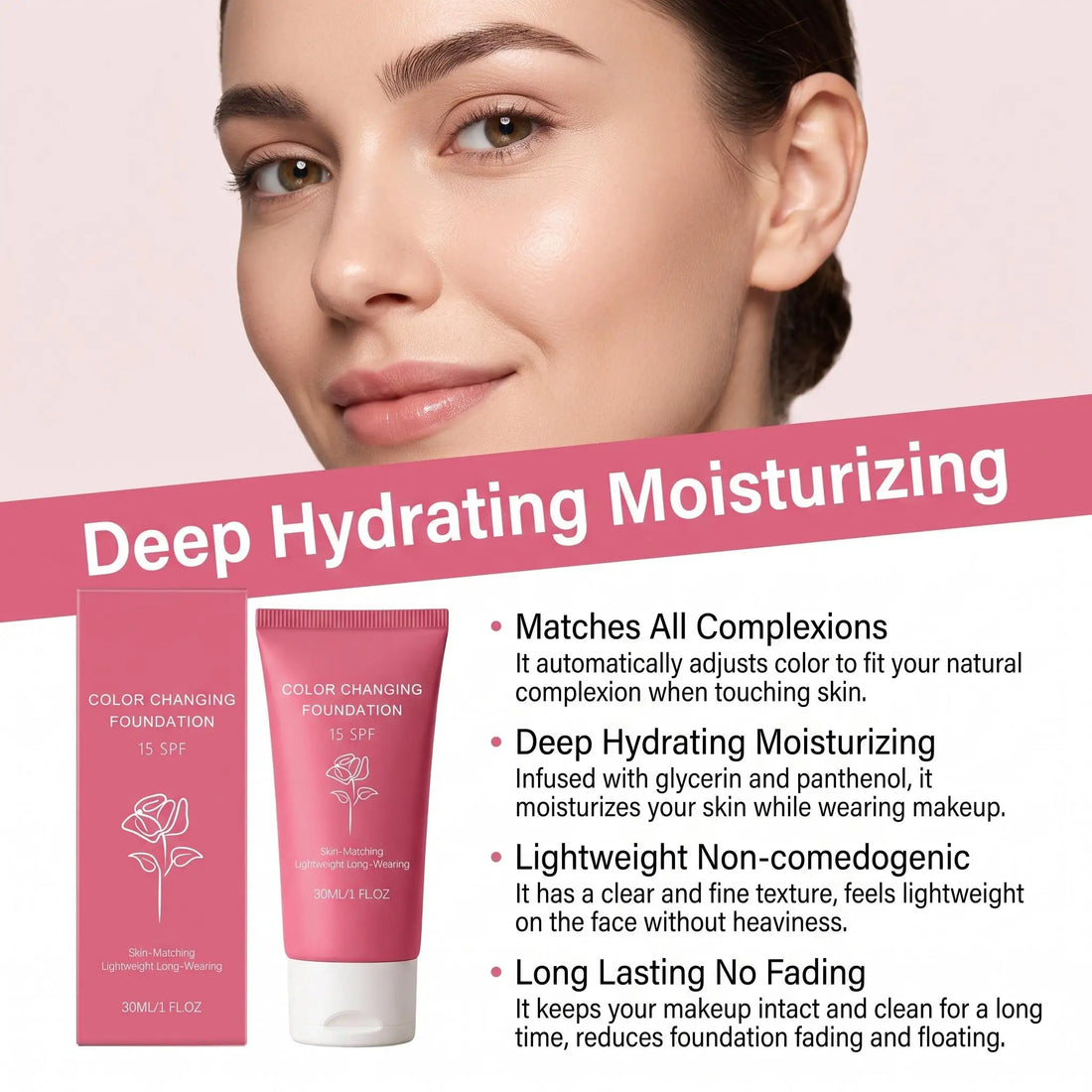 Korean Color Changing Foundation Liquid Automatically Adjusting Skin Tone Conceal Facial Skin Fine Flaw Daily Facial Makeup Base