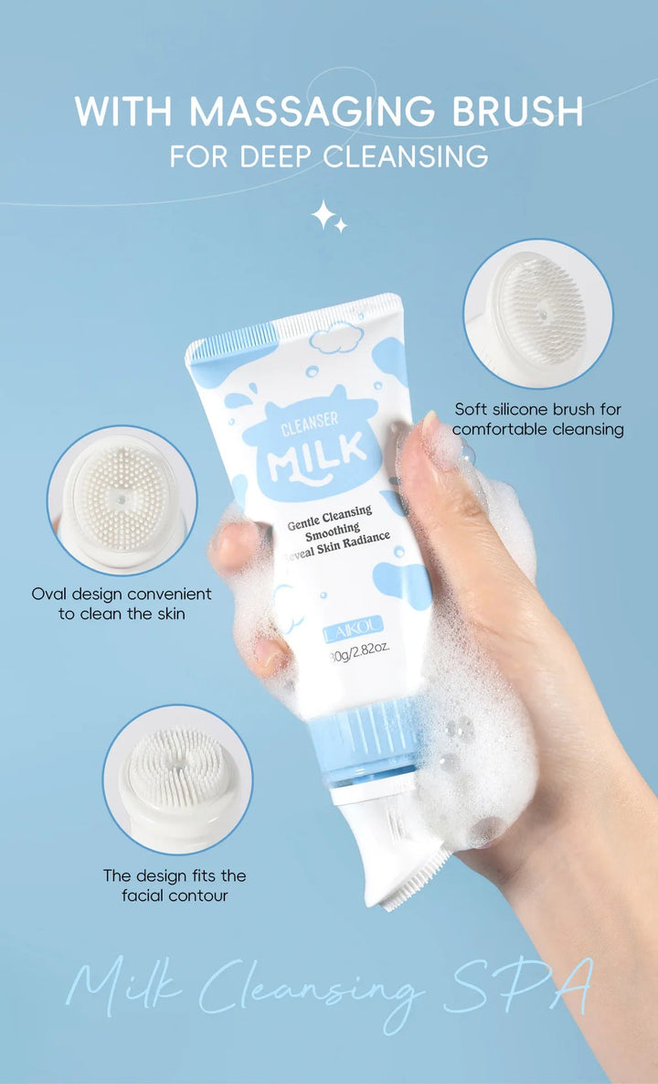 Laikou Milk Face Cleanser Facial Scrub Cleansing Wash Foam Mossee Acne Oil Control Blackhead Remover Shrink Pores Skin Care 80g Halalzen