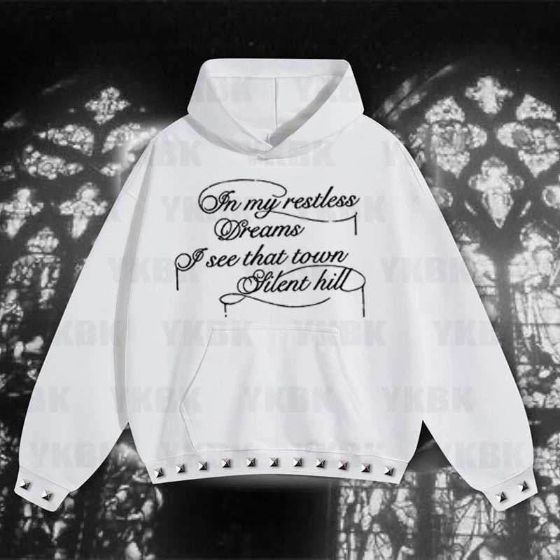 Autumn Winter New Minimalist Design Men Women Hooded Sweatshirt Y2k Loose Fashion Print Letter Harajuku Casual Goth Sweatshirt