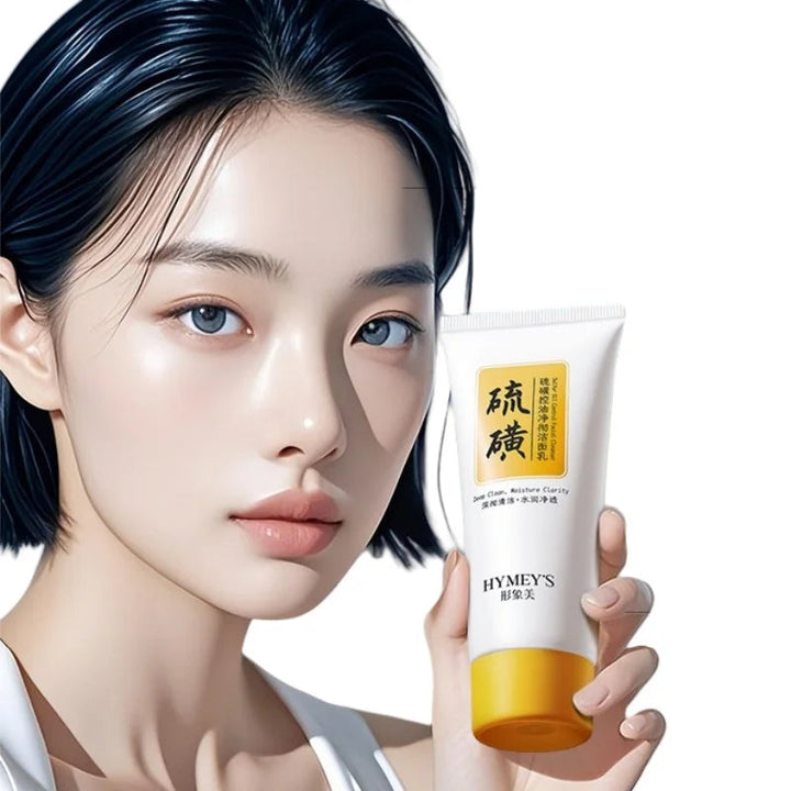 100g Sulfur Oil Control Cleansing Milk, Containing Sulfur, Hydrolyzed Wheat Protein, Purslane Extract, Deeply Cleanses and Moisturizes, Removes Deep-Seated Facial Impurities, Controls Oil, and Improves Dry Skin Halalzen