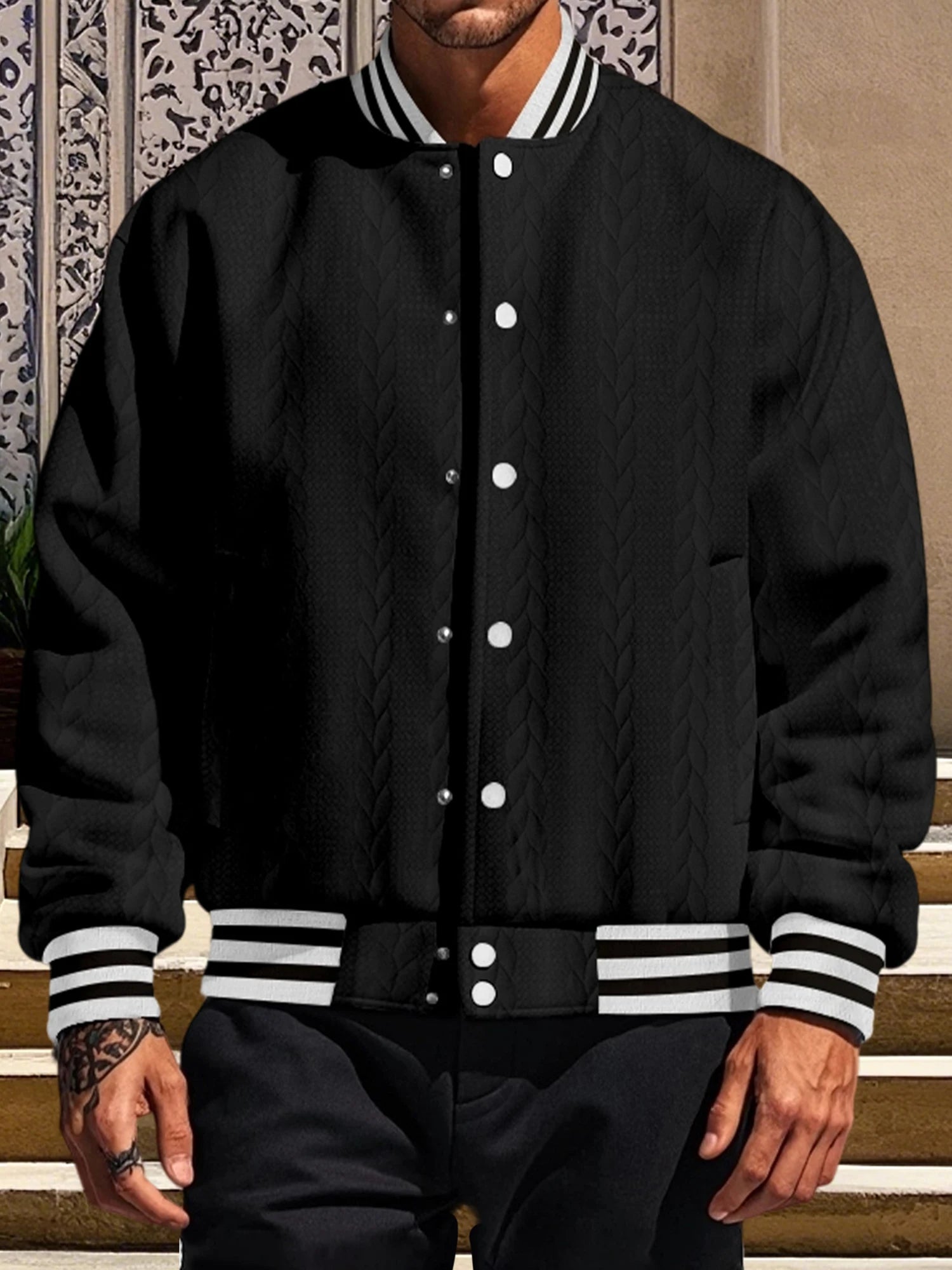 Men s Classic Bomber Jacket with Ribbed Cuffs and Hem Casual Lightweight Zip Up Baseball Coat for Fall Winter