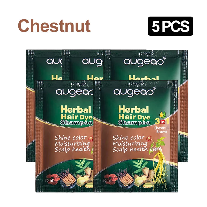 3/5 PCS Hair Dye Shampoo Natural Herbal Plant Fast Dye White Grey Removal Long-lasting Hair Color Products Hair Shampoo 30 ml