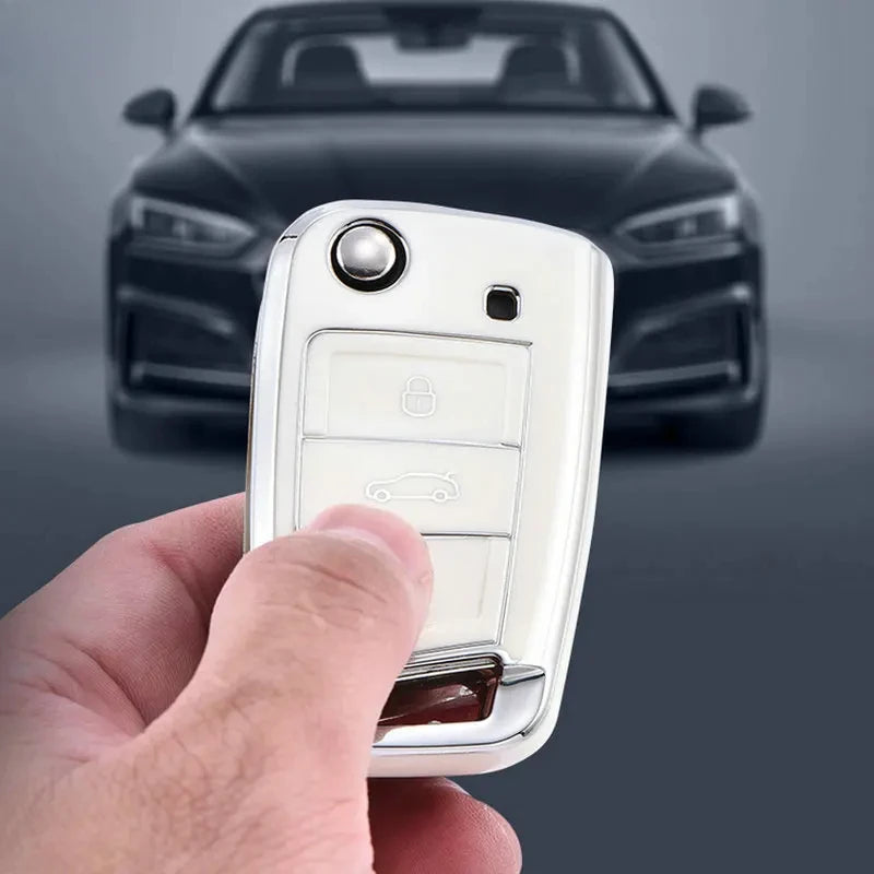 Car TPU Key Case Cover For VW Volkswagen Golf 7 MK7 Tiguan MK2 T-roc T-cross Skoda Octavia Kodiaq Karoq Seat Ateca Leon Fob