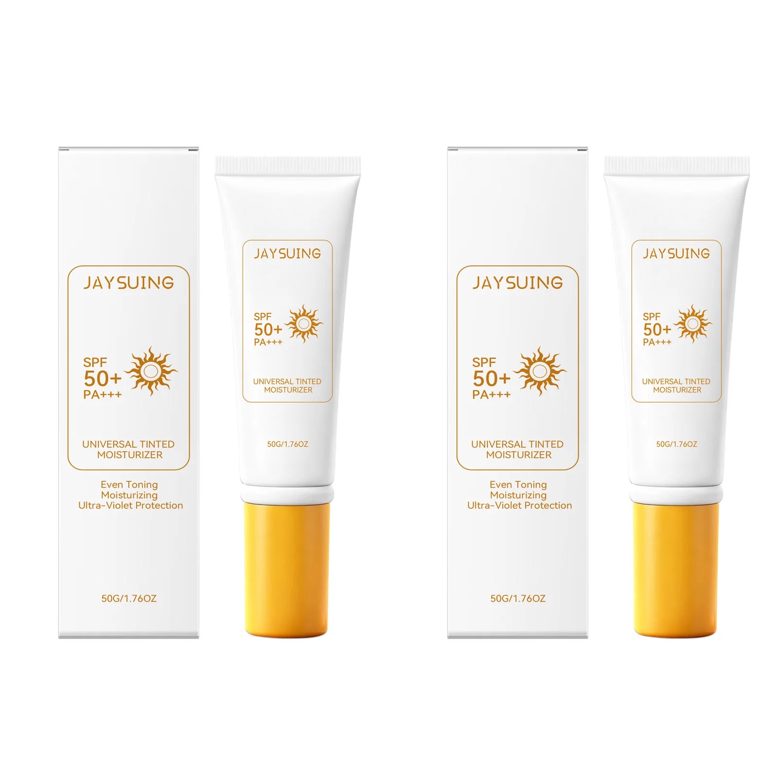 Jaysuing Tinted Sunscreen Spf 50 Anti UV Protection Waterproof Even Skin Tone Matte Finish Summer Outdoor Tinted Moisturizer 50g