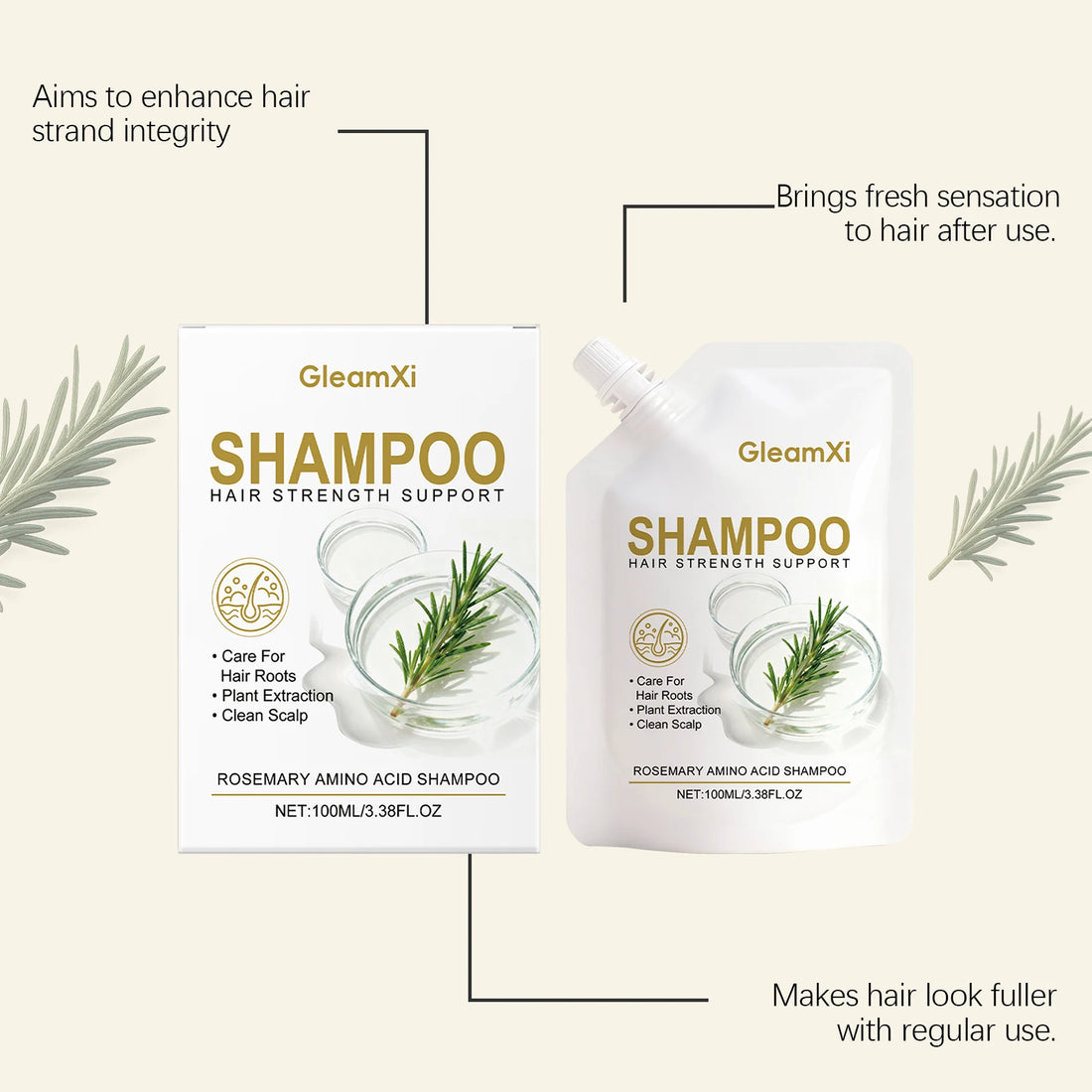 Rosemary Shampoo Amino Acid Volumizing For Oily Hair Scalp Care Thickening Frizz Control Shine Moisturizing Free Men Women