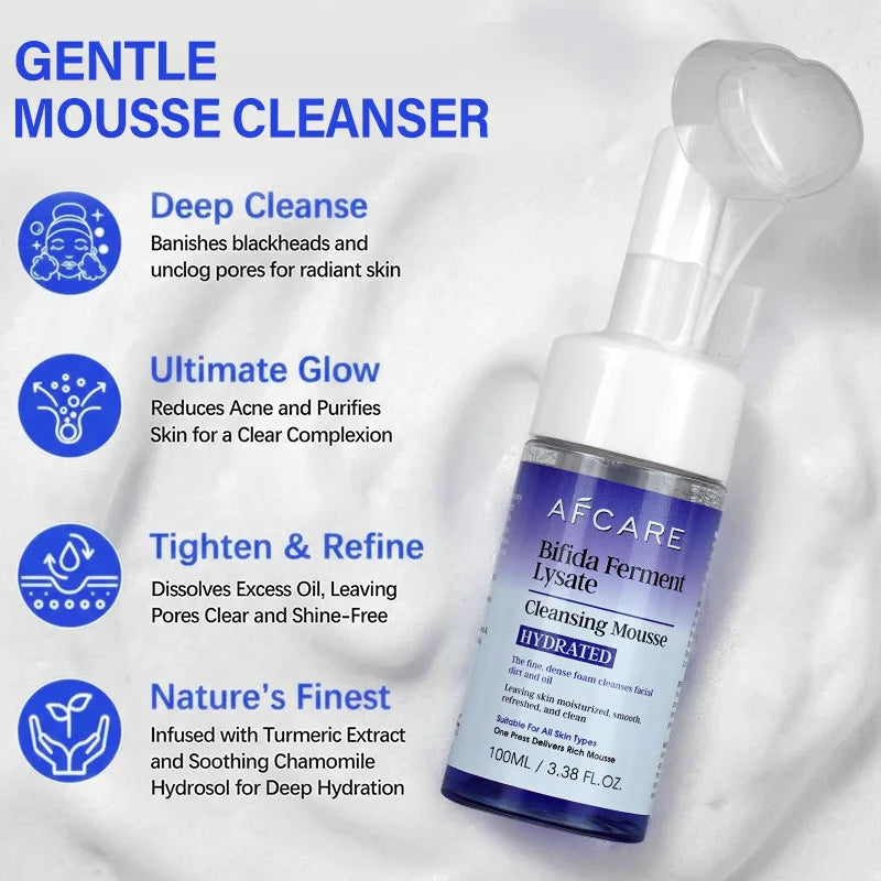 AFCARE Deep Clean Daily Cleanser Mousse Bifida Ferment Lysate Gentle Mouss For Sensitive Skin Refreshingly Soft Lightweight Foam Halalzen