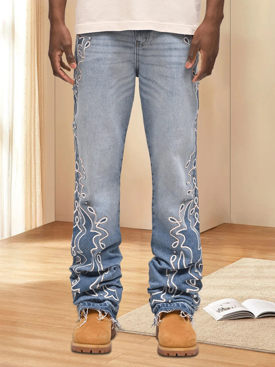 Men s  Fit Stretch Denim Jeans with Classic Five-Pocket Styling and Distressed Details for Everyday Wear