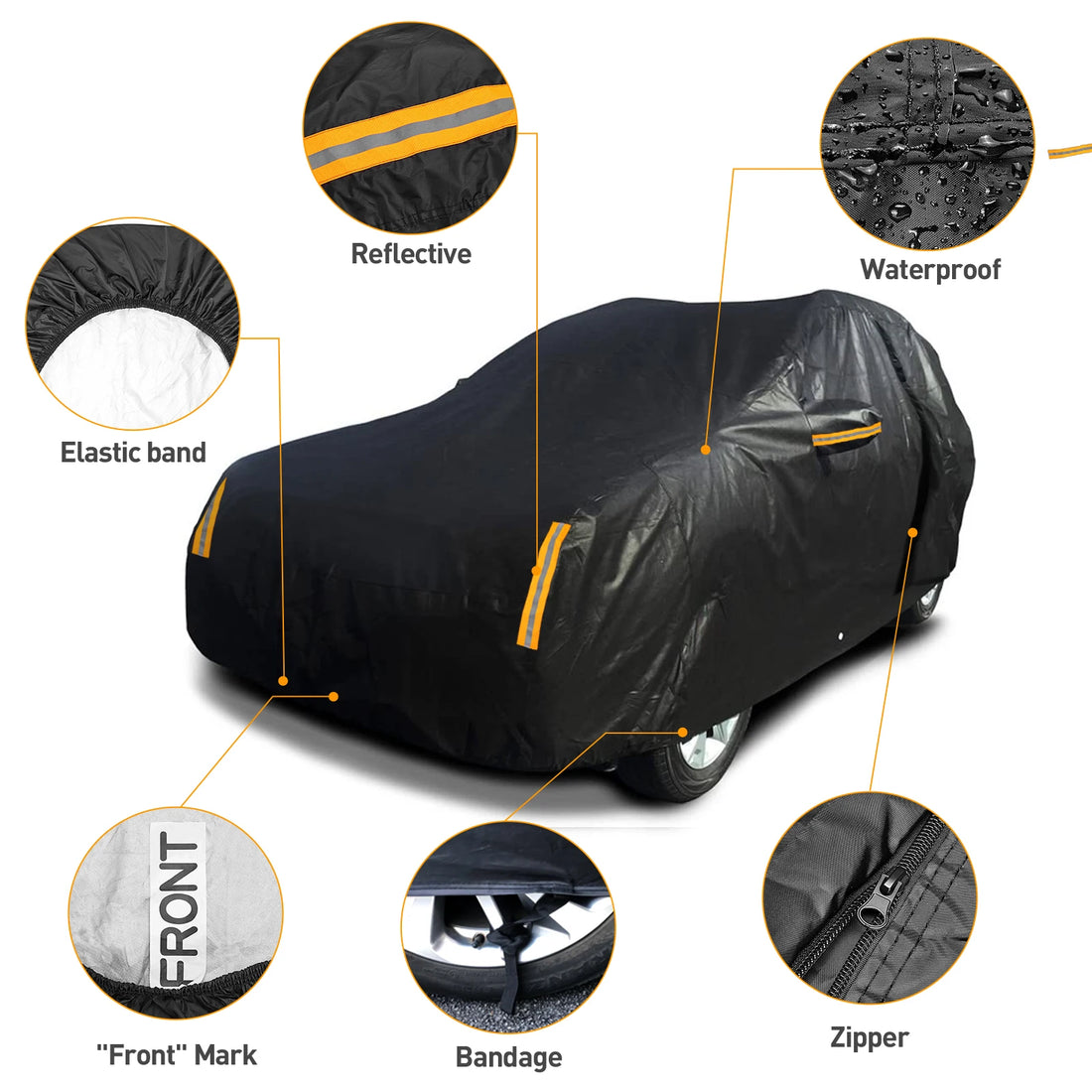Universal SUV Car Cover Outdoor Protection Waterproof Dustproof UV Suitable for Sedan Dust Cover Black Car Shell Cover SUV Cover