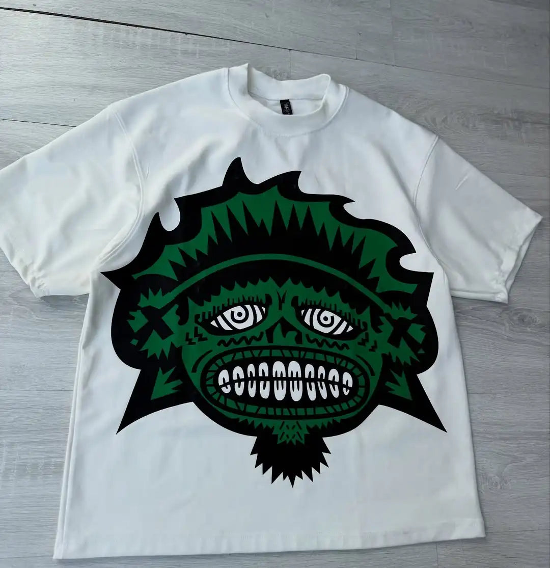 Y2k Harajuku streetwear men and women short sleeved fashion new cartoon print design shirt retro hip-hop trend oversized T-shirt
