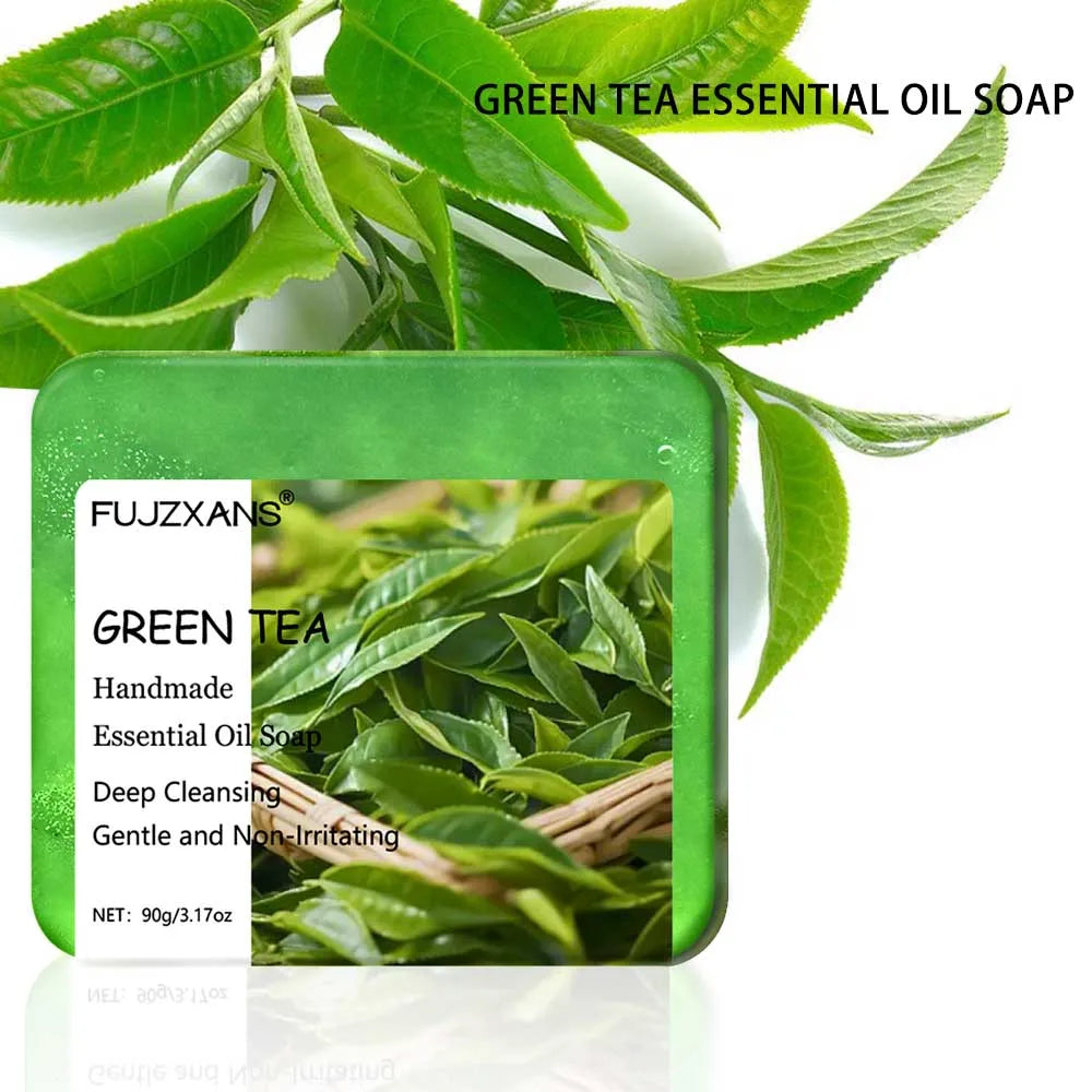 90g FUJZXANS Handmade Essential Oil Soap Bars - Rose, Jasmine, Green Tea, Calendula, Osmanthus, Lavender, Lemon - 7 Long-Lasting Halalzen