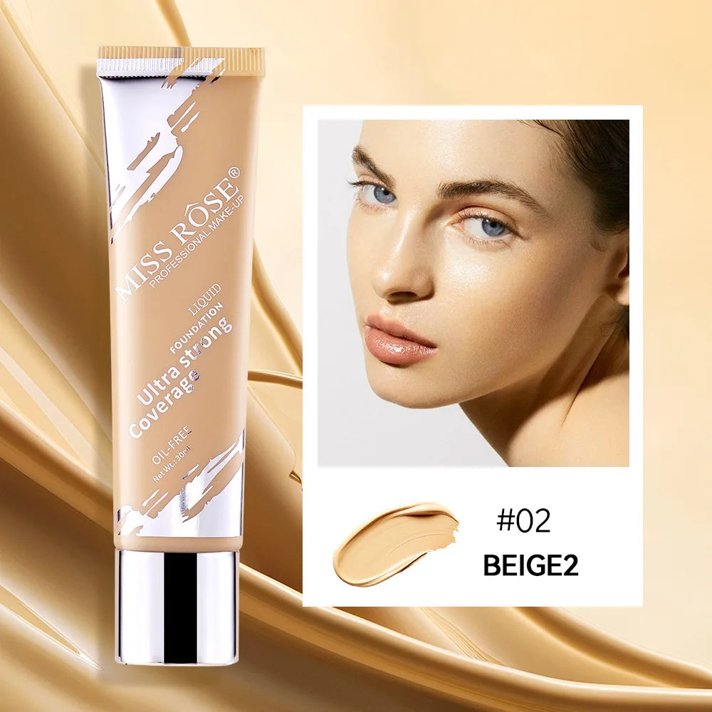 Oil‑control LongLasting Foundation Cream Natural Buildable Coverage Concealer Makeup Base Sweat Proof Non‑fading Facial Cosmetic