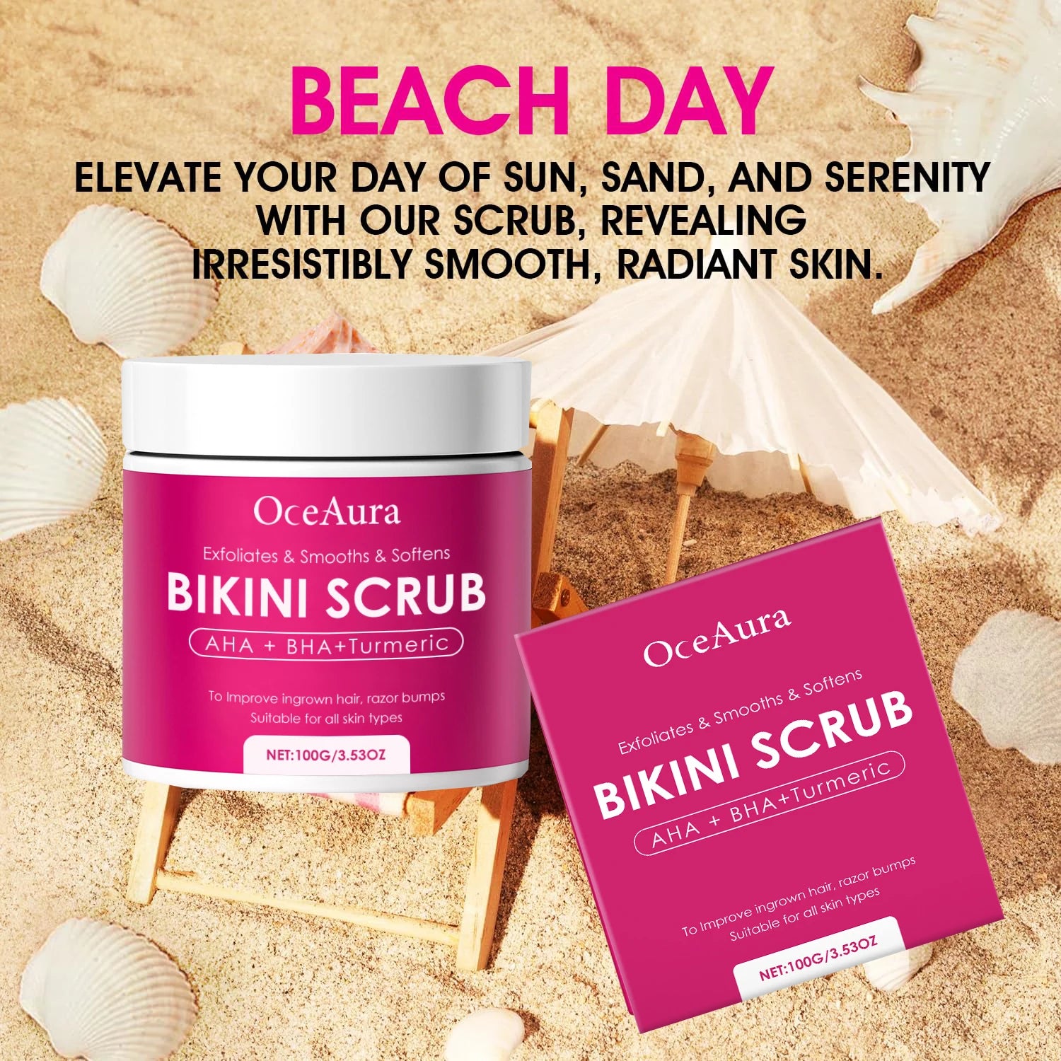 Bikini Area Exfoliator with 10% AHA+BHA & Turmeric For Bikini Underarm Area,Skin Moisturizing, Smoothing Exfoliating Body Scrub