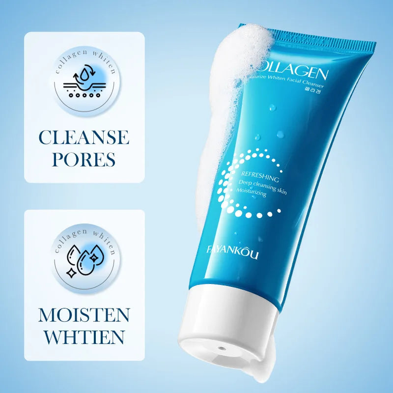 FAYANKOU Collagen Face Cleansing Milk Moisturizing Cleansing Whitenting Anti Wrinkle Facial Cleanser Skin Care Halalzen