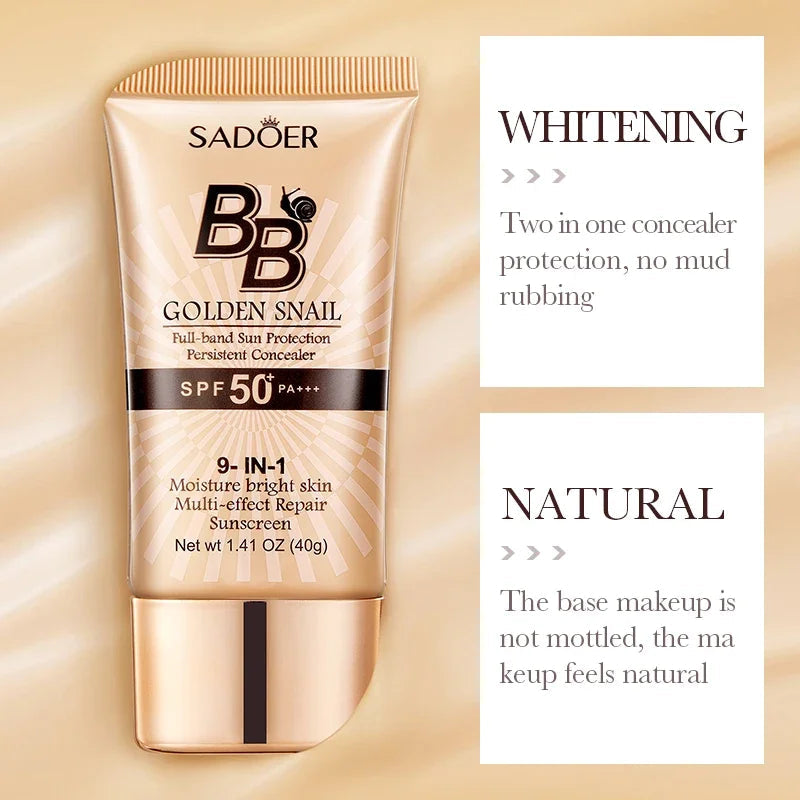 SPF50 Sunscreen BB Cream Face Makeup Foundation Primer Moisturizer Concealer Sun Block Protection Isolation Halalzen