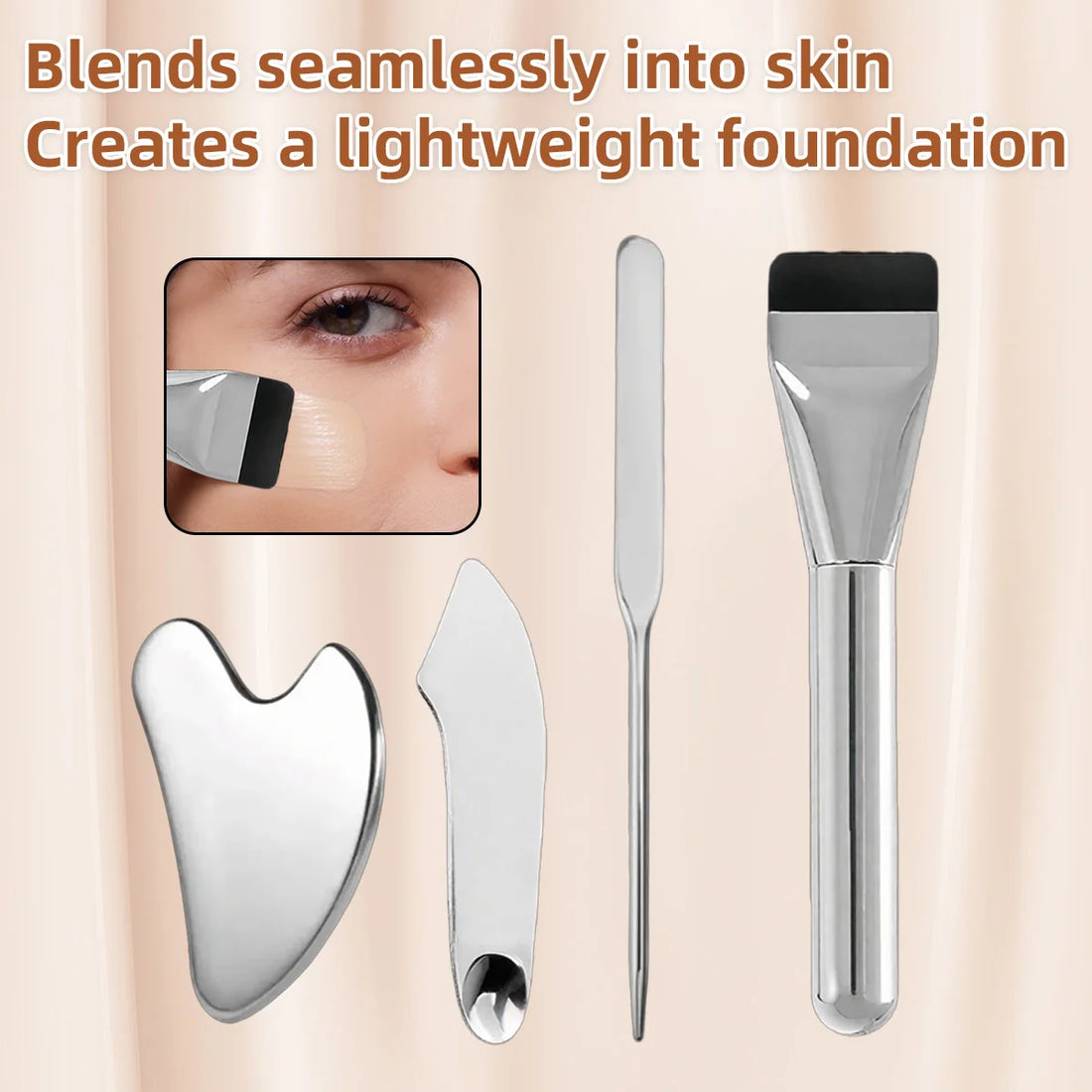 Stainless Steel Makeup Spatula and Mixing Stick Set Foundation Brush Eyeshadow Cream Pigment Mixing Tools a Dedicated Makeup Set