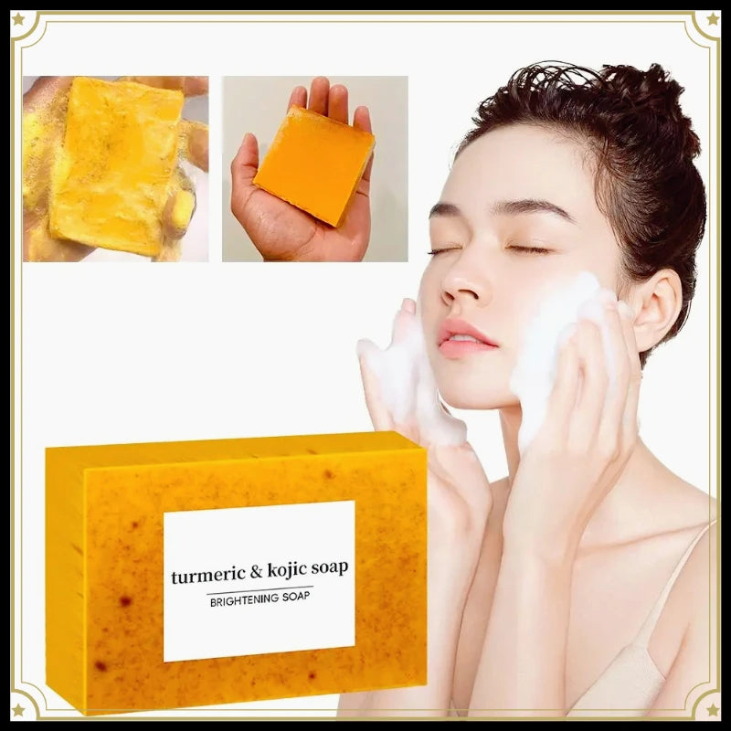 1/2/3Pcs  Turmeric Hand Made Soap, Lemon Kojic Acid Soap, Shower and Facial Soap Body Care