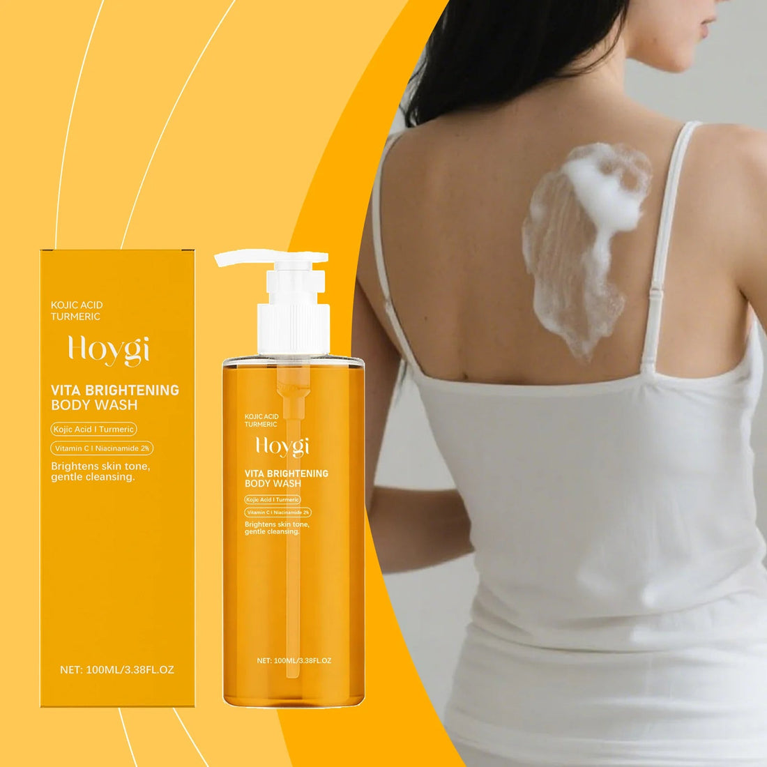Kojic Acid Turmeric Brightening Body Wash Moisturizing, Cleansing, and Smooth Skin Shower Gel Halalzen