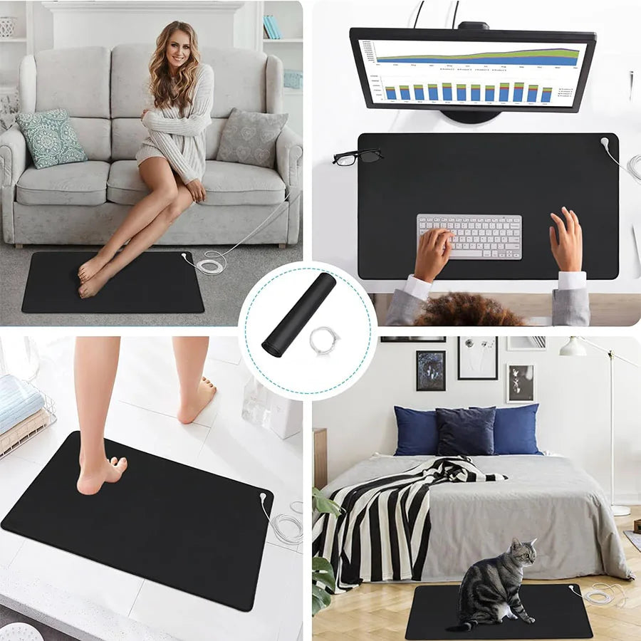 Grounding pad, sleep grounding pad, non slip carbon PU leather, grounding yoga pad, Suitable for both home and office work use