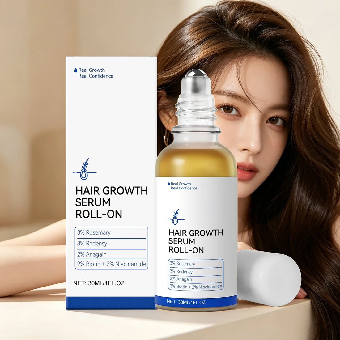 Hair Growth Serum Roll-On Redensyl & Rosemary Scalp Care Anti Hair Loss Serum Nourishing Scalp Massage Serum for Men & Women