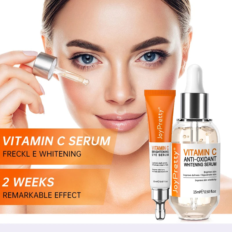 Vitamin C for Face Whitening Set Dark Spots Removal Cream Skincare Kits Eye Lightening Moisturizing Facial Serum Skin Care