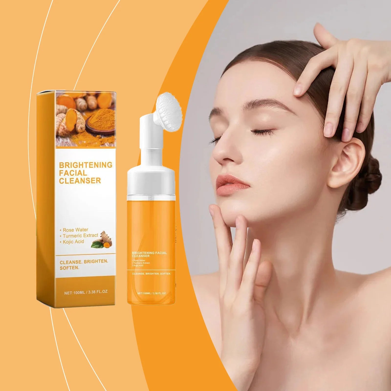 Turmeric Cleansing Mousse Anti Pimple Improves Dark Spot Oil Control Blackhead Remover Brighten Deep Hydrating Face Cleanser Halalzen