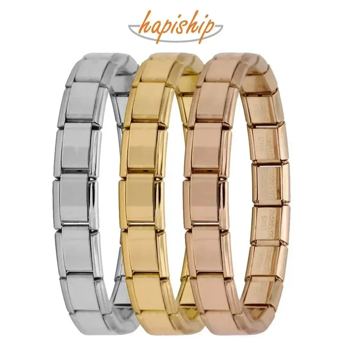 Hapiship New Women's Jewelry 9mm Width Itanlian Elastic Charm Bracelet Fashion Stainless Steel Bangle ST- HALALZEN