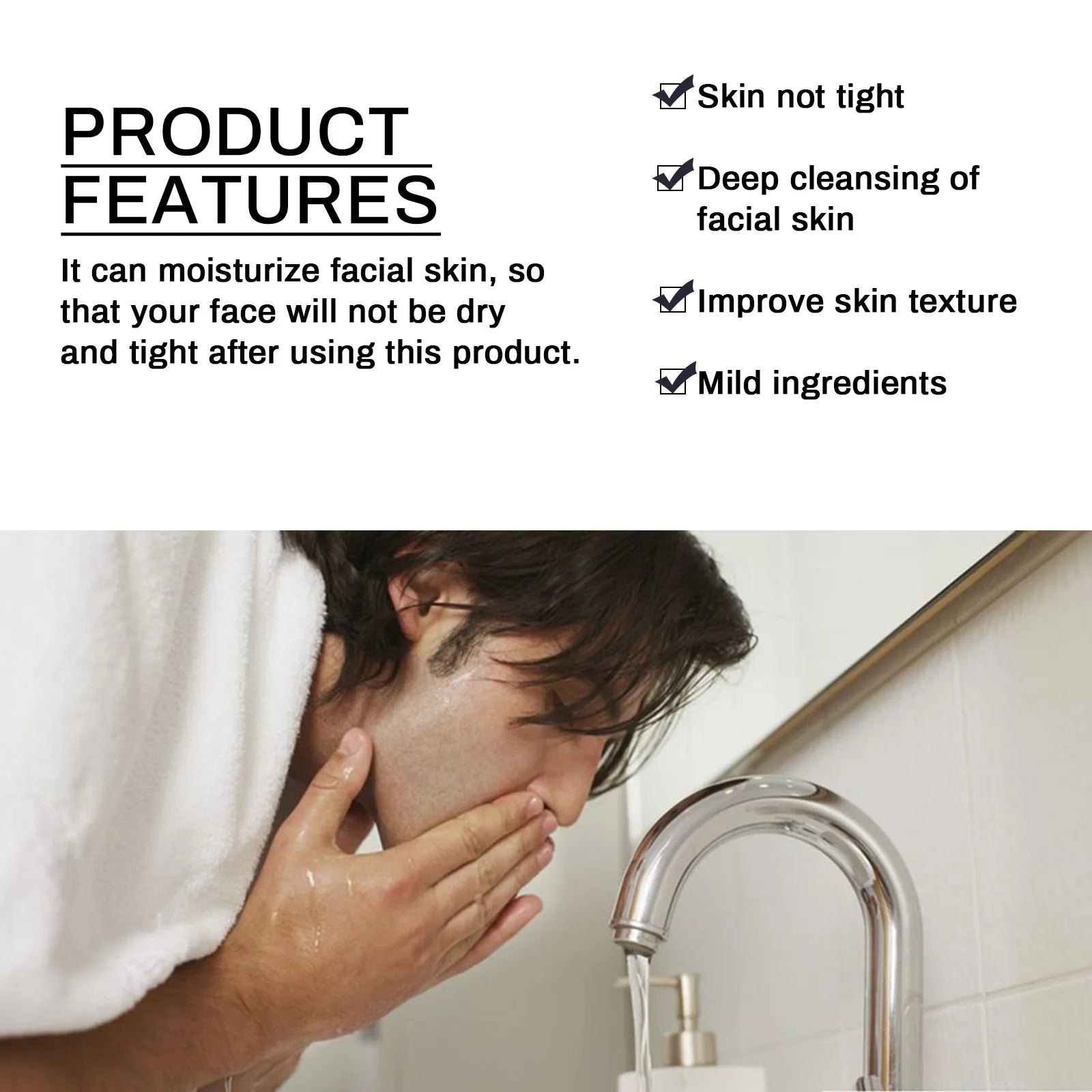 Men's Daily Face Wash Deep Cleansing Pore Oil Control Remove Acne Blackhead Brightening Facial Cleanser for Refreshed Skin Halalzen
