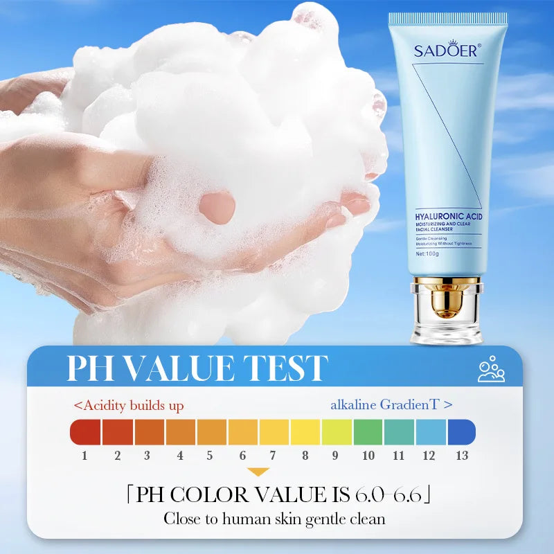 SADOER Amino Acid Gentle Face Wash Salicylic Acid Anti Acne Hyaluronic Acid Moisturizing Cleanser For Oily Skin Halalzen