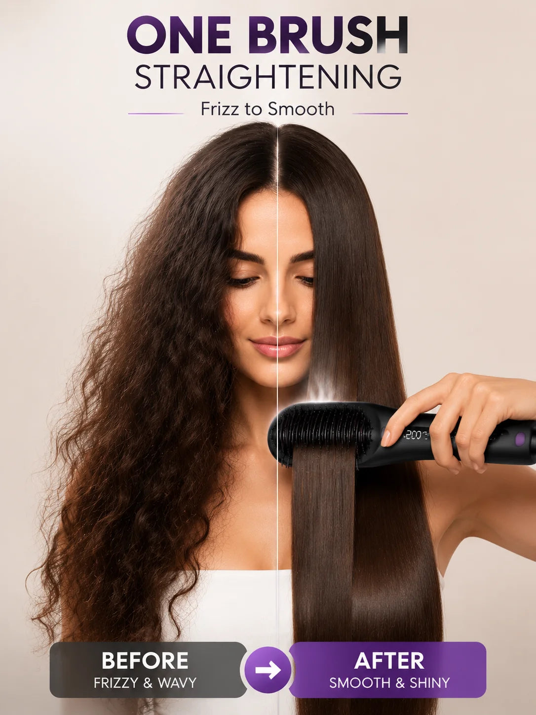 Hair Straightener Brush Fast Heating Anti Frizz Instant Salon Smooth Hair Styling Tool for Natural Black Woman Hair