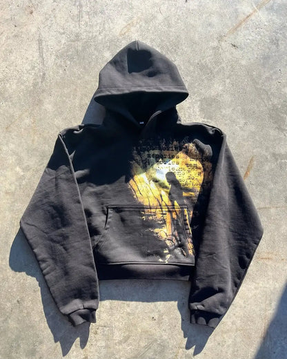 Y2k Yellow Embroidery Loose Sweatshirt Women Korean Harajuku Style Casual Pullover Long Sleeve Crop Top Street Fashion Unise