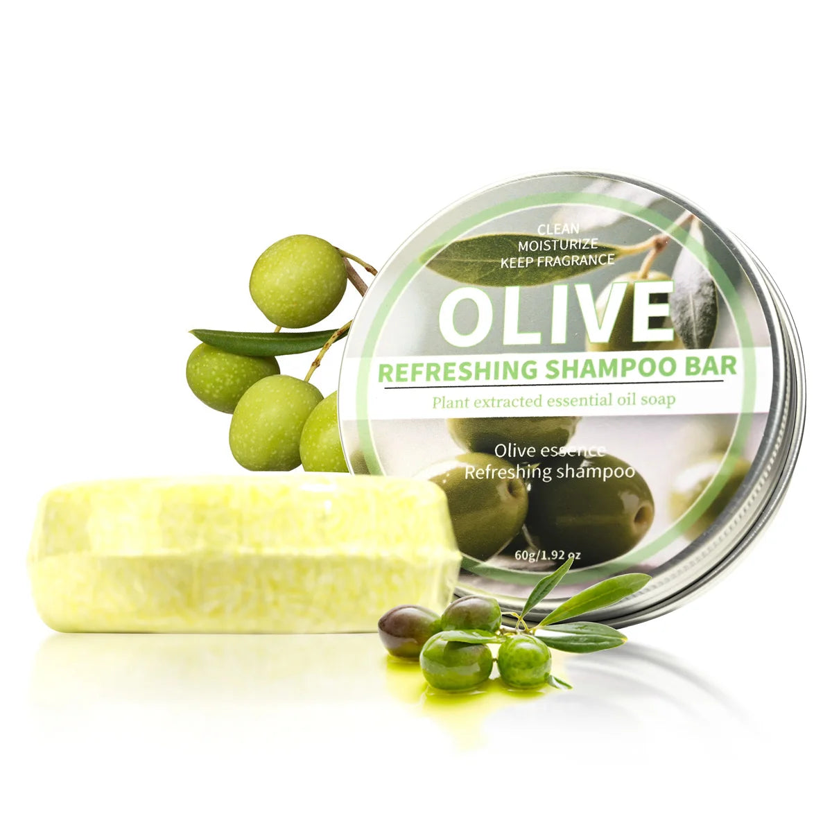 Olive Shampoo Bar, Olive Extract Essence Black and Soft Shampoo, Deep Cleaning Hand Soap, Olive Oil Soap Halalzen