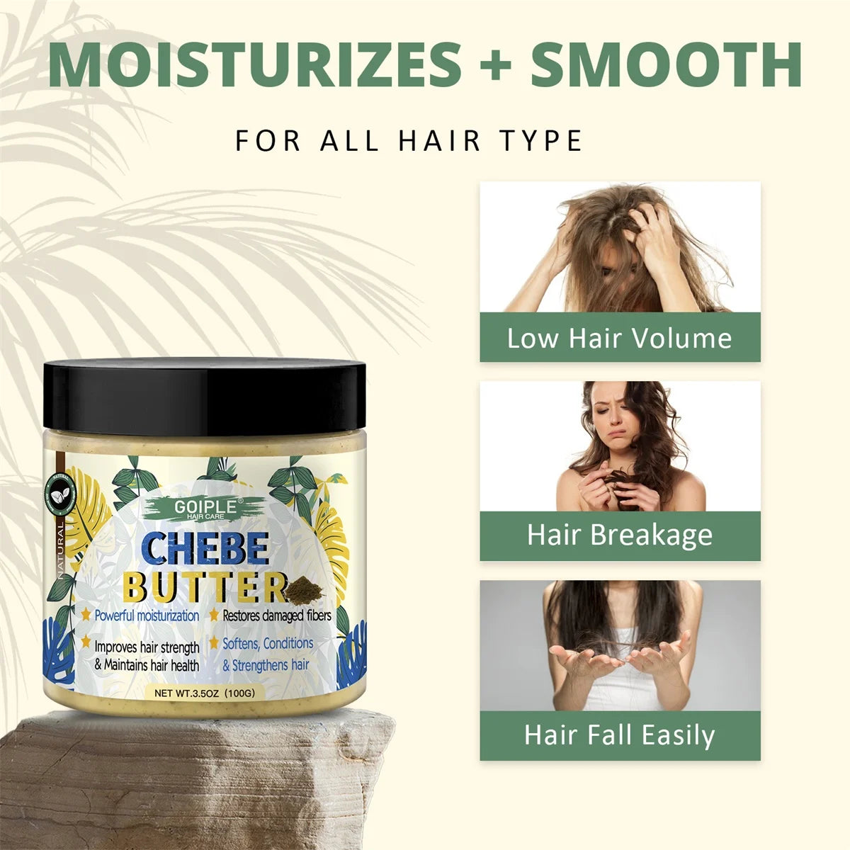 GOIPLE Chebe Butter,Hair Mask,Moisturizing & Nourishing Chebe & Rosemary Growth Oil Rose Curl Defining Cream Hair Curl Enhancer