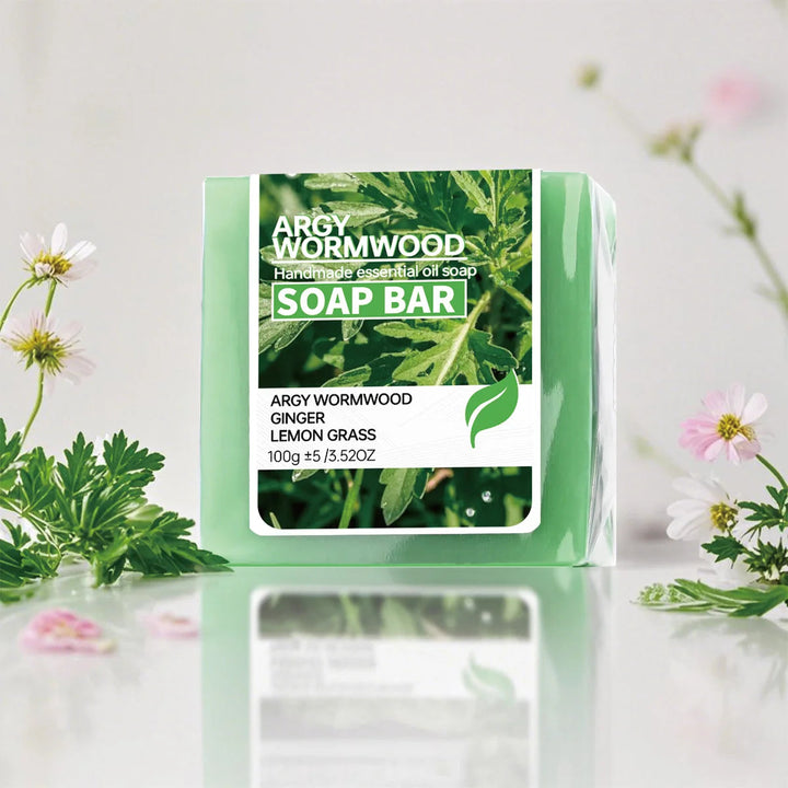 Wormwood herb essential oil soap, natural organic wormwood extract essence, facial cleansing soap, brighten skin color, nourish Halalzen