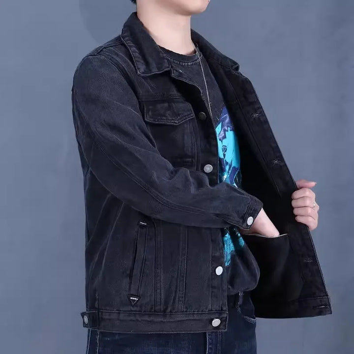 Men's Casual Long Sve Denim Jaet Loose Fit Collared Workwear Resistant to Tearing And Dirt for Autumn And Winter