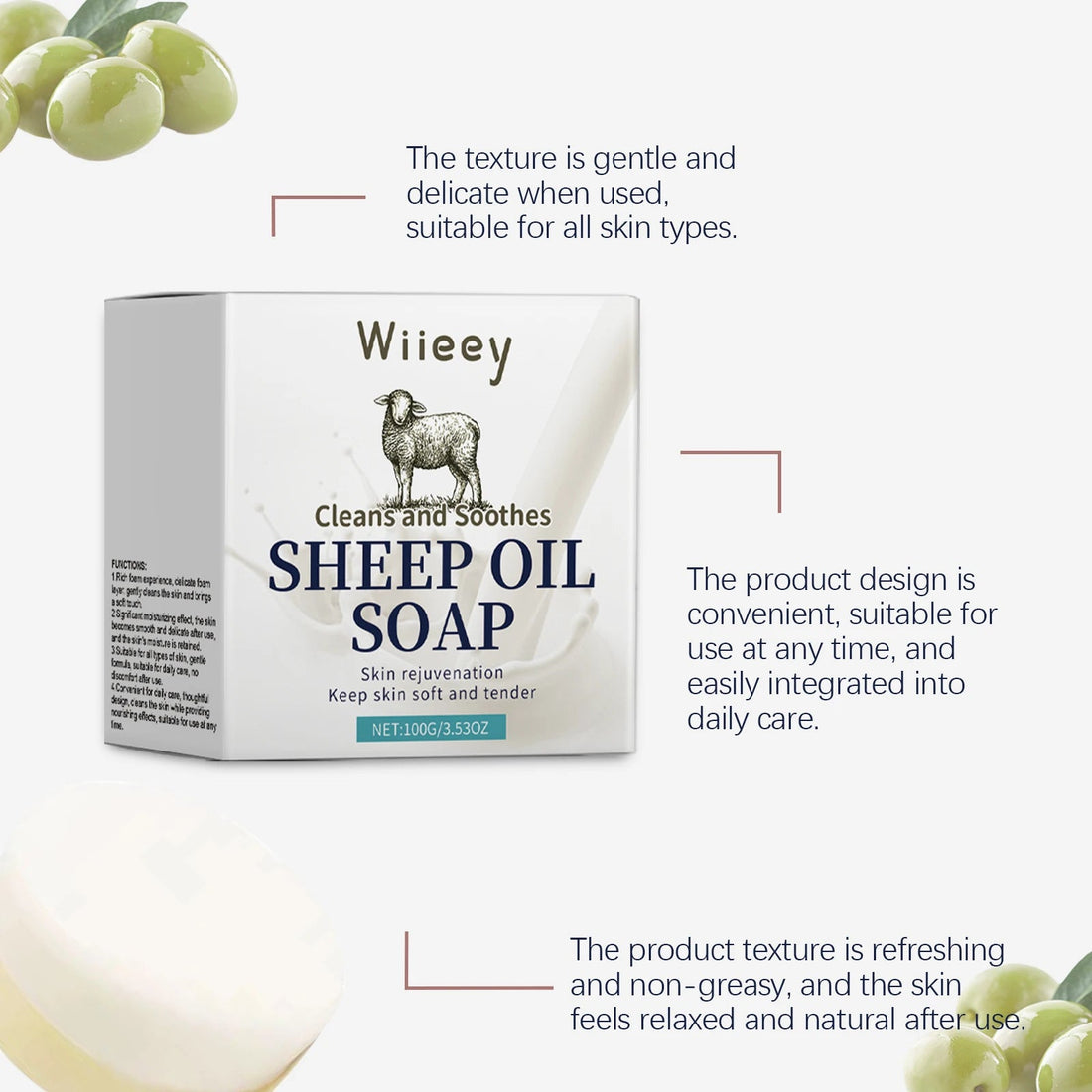 Lanolin Moisturizing Soap - Gentle, Refreshing & Oil-Control Soap for Body Cleansing, Facial Cleansing and Bathing Halalzen