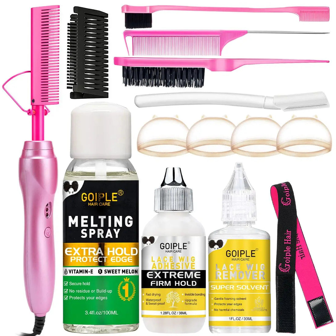 GOIPLE Electric Hot Comb Fast Heating Straightener Curling Iron Curler Brush Styling Tools for Hair Care Lace Wig Styling Set Halalzen