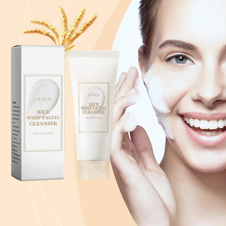 Rice Milk Cleansing Foam 120g Gentle Facial Wash Deep Cleanse Rice Extract Hydrating Non Drying Rich Lather for Soft Bright Skin Halalzen