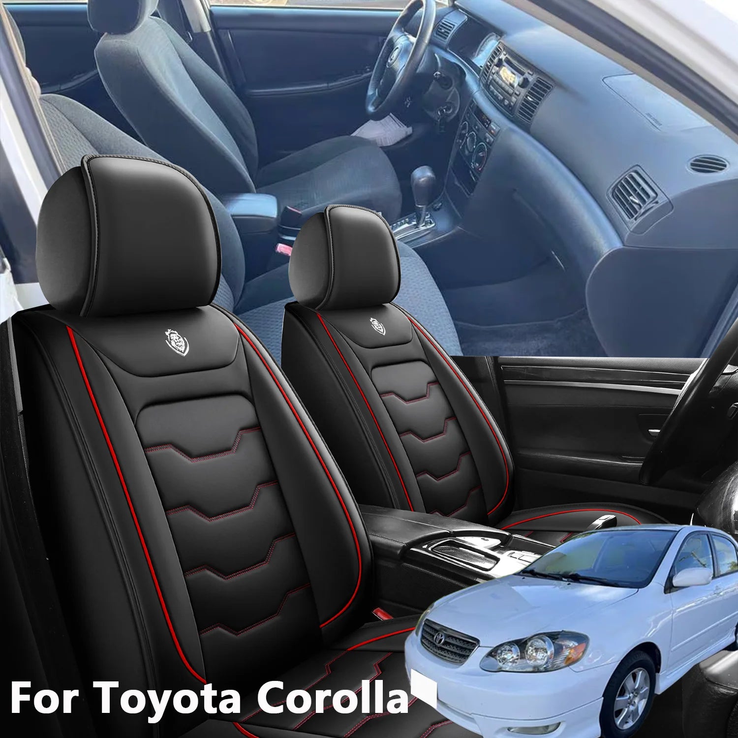Full car 5-seat set car seat cover, suitable for Toyota Corolla 1997-2006, waterproof PU leather, full-surround protection desig