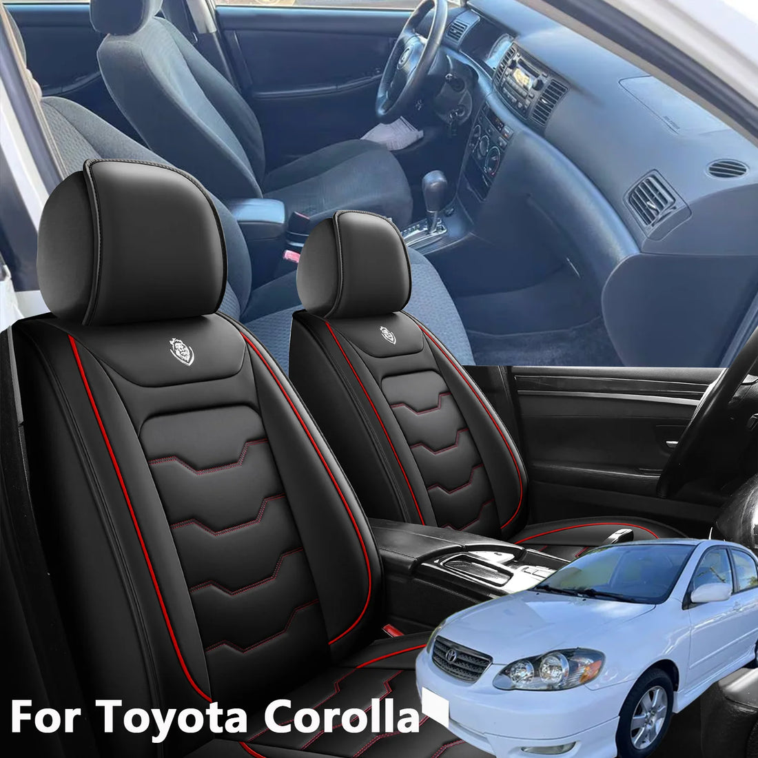Full car 5-seat set car seat cover, suitable for Toyota Corolla 1997-2006, waterproof PU leather, full-surround protection desig