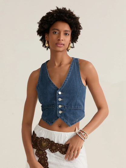 Women s Distressed Denim Jacket Vintage Ripped Jean Coat Casual Streetwear Outerwear Sleeveless Vest Top for Summer