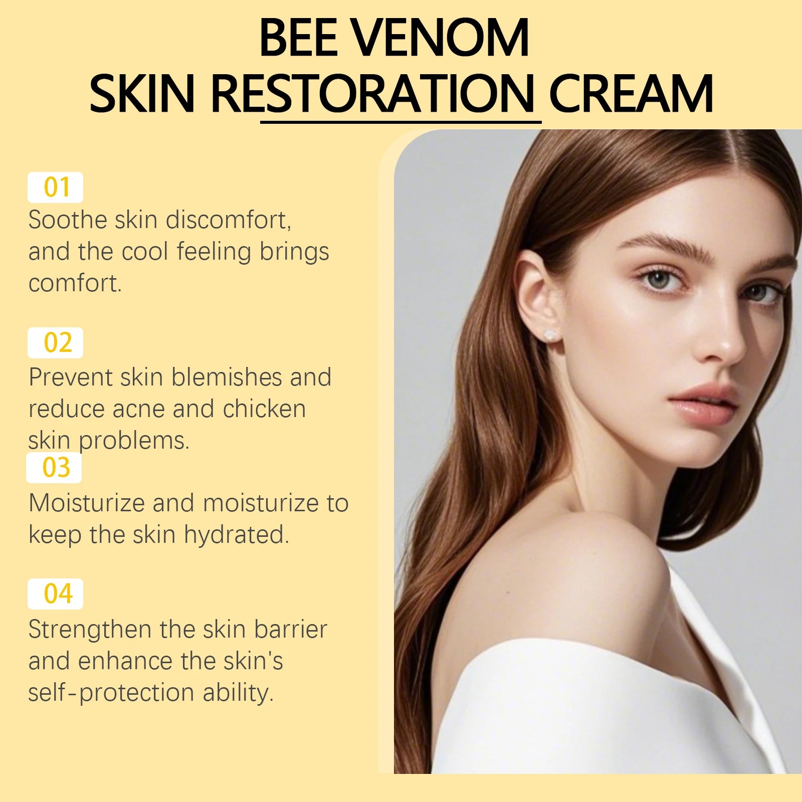 Bee Venom Skin Restoration Cream for Chicken Skin Blemish Remover Acne Removal Products Hyaluronic Acid Bee Venoms Repair Cream