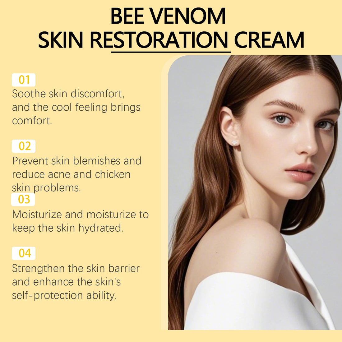 Bee Venom Skin Restoration Cream for Chicken Skin Blemish Remover Acne Removal Products Hyaluronic Acid Bee Venoms Repair Cream