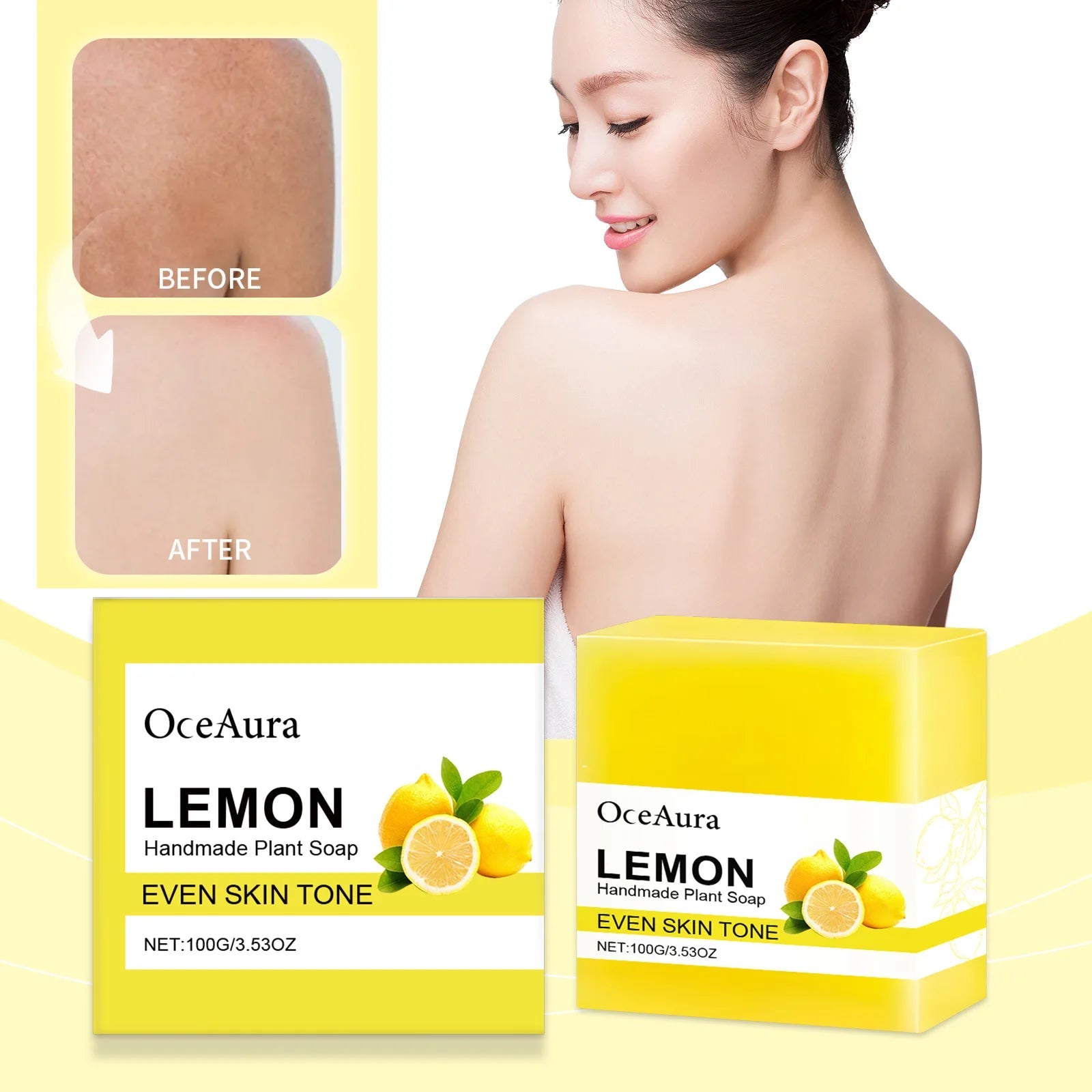 OCEAURA Luxury Lemon Handmade Essential Oil Soap Bar - Gentle Skin Cleansing Moisturizing & Brightening 3.35 OZ Halalzen