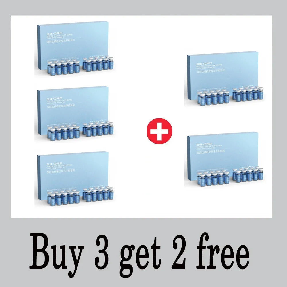 Blue Copper Peptide Freeze-Dried Powder Set Oligopeptide Anti Wrinkle Essence Shrink Pores Acne Treatment Skincare Serum 20pcs Halalzen