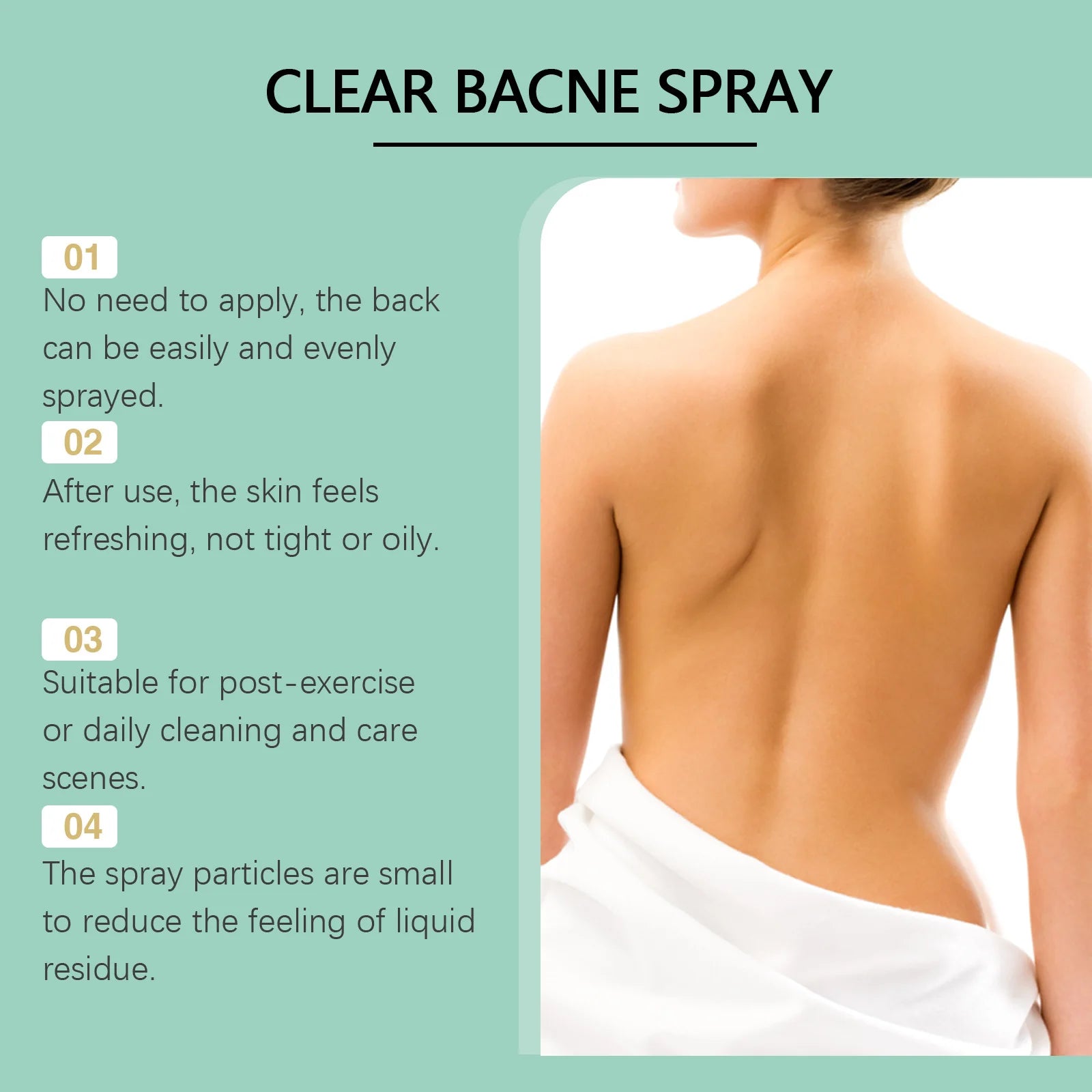 Back Acne Treatment Spray Anti Marks Spot Moisturizing Repairing Soothe Oil Control Shoulder Breast Body Pimples Remover Spray