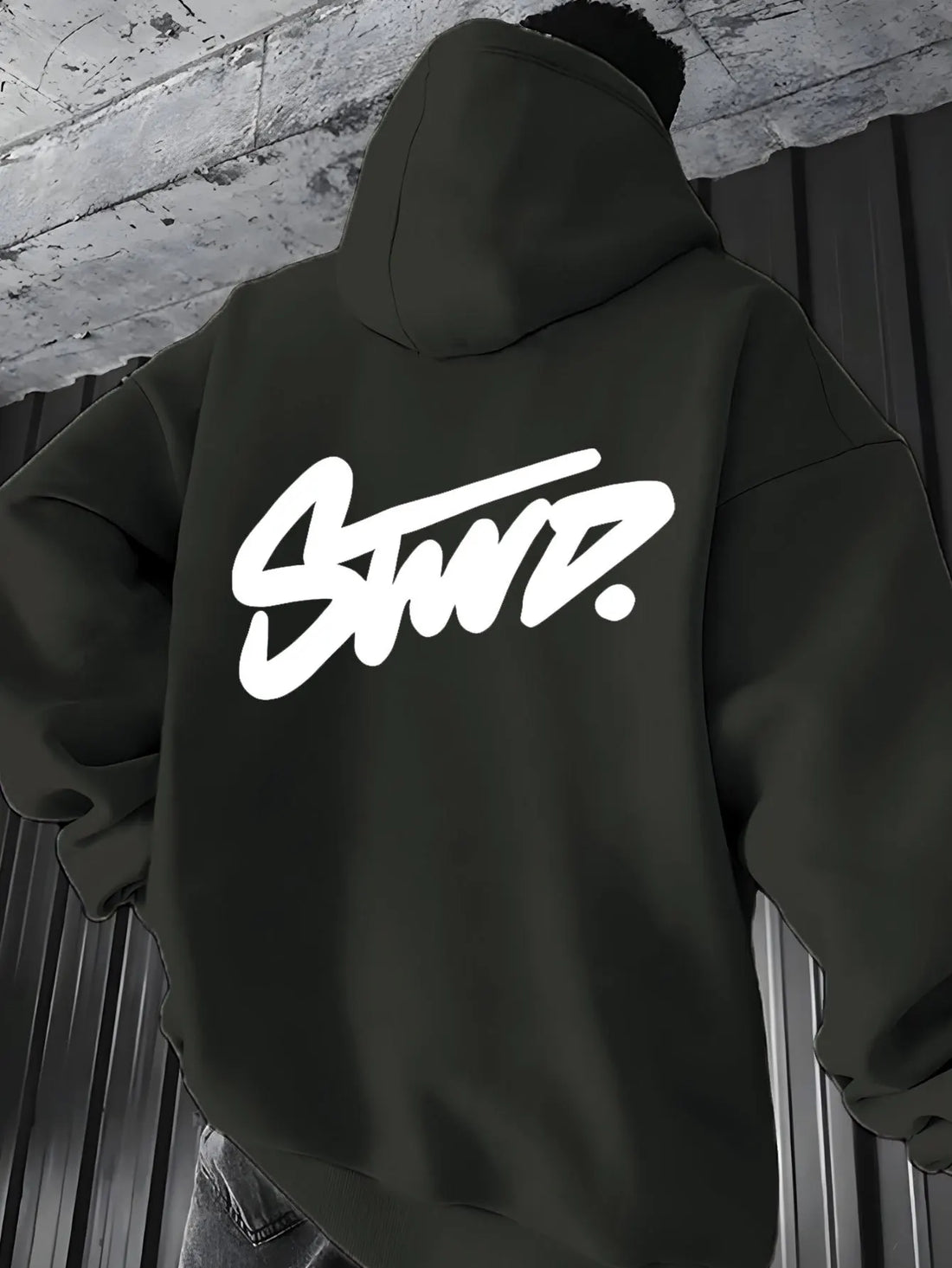 Trendy Hoodie with "swd" Print Design, Kangaroo Pocket, Casual Wear for Couples, All-Season Pullover with Drawstring Hood